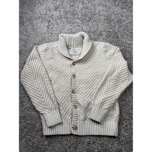 Goodfellow & Co Mens Small Shawl Collar Cardigan Sweater Cream Tan Chevron Knit